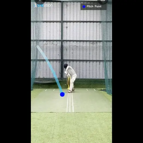 AI Cricket Coaching app tracking ball path and pitch point to provide real-time cricket coaching feedback, analytics, and performance analysis.
