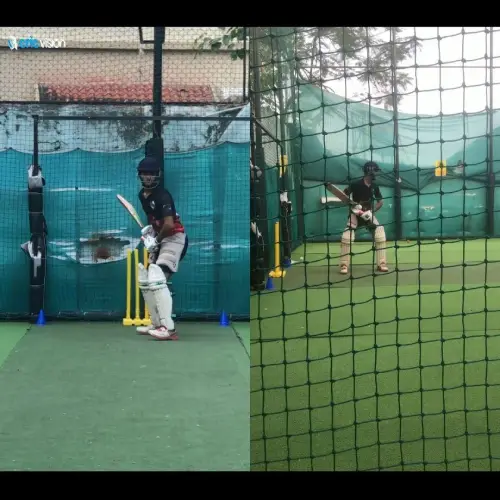 Cricket player practicing batting with Ai Cricket Coaching app – real-time cricket coaching feedback and AI-powered performance analysis for academies and players.
