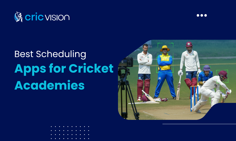 Coaches and players during a cricket practice session with cameras recording, representing an AI-powered scheduling App for Cricket Academies by CricVision.