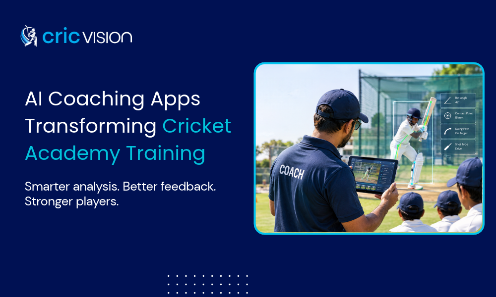 How AI coaching apps help cricket academies analyze video, track player progress, improve feedback, and save coaches valuable training time.